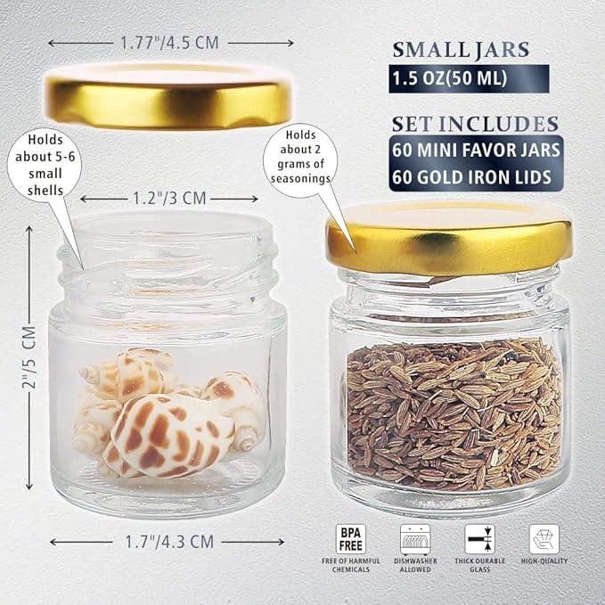 Folinstall 60 Pack Small Glass Jars - Image 4
