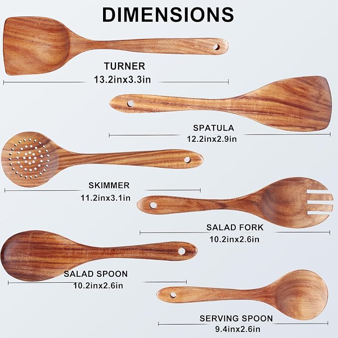 6 Pack Wooden Spoons For cooking – Heat-Resistant Wood Spatula - Image 5