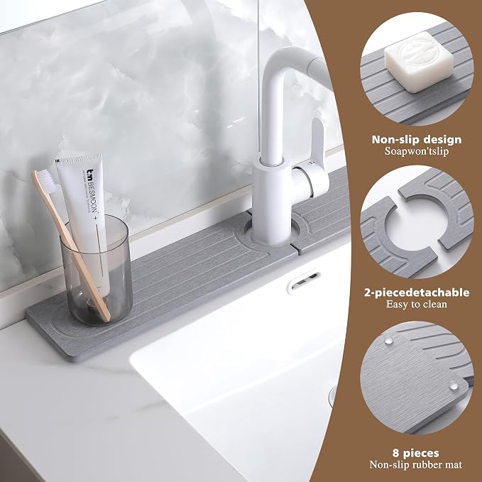 Faucet Mat for Kitchen Sink -Diatomite Stone Drying Mat for Kitchen Counter & - Image 3