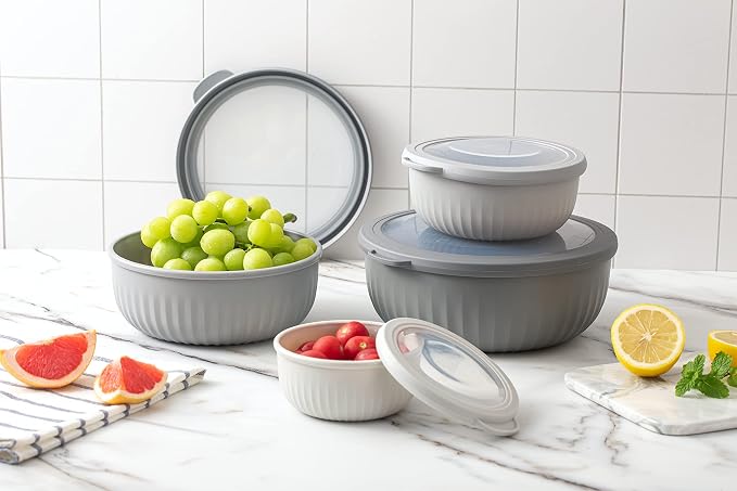 COOK WITH COLOR Prep Bowls with Lids- Wide and Deep Nesting Plastic Small - Image 8