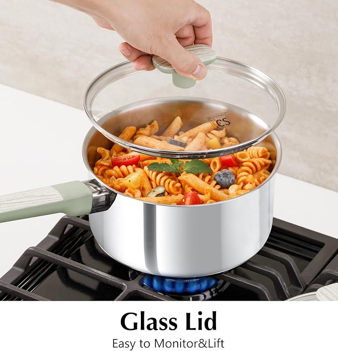 KOCH SYSTEME CS Stainless Steel Sauce Pan Set, 1.5QT & 2QT & 3QT Stainless - Image 5