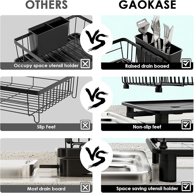 GAOKASE Dish Drying Rack, Stainless Steel-Dish Rack, Dish Racks - Image 3