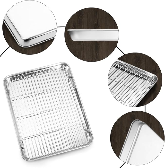 Baking Sheet and Cooling Rack Set, Stainless Steel Commercial Grade Cookie - Image 2