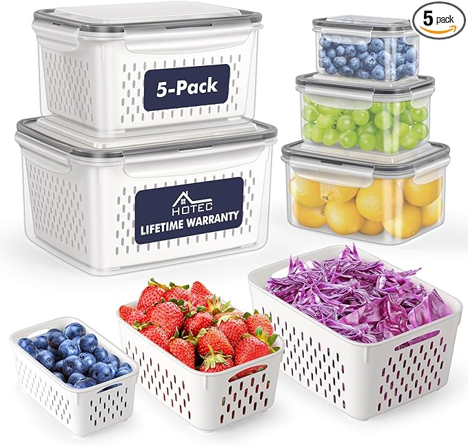 HOTEC 5-Pack Large Fruit Storage Container by Hotec