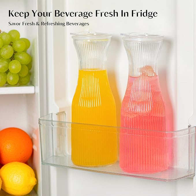INSETLAN 1 Liter Ribbed Glass Carafe - Image 5
