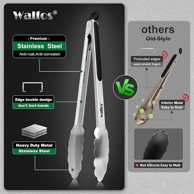 Walfos Stainless Steel Kitchen Tongs - Image 8