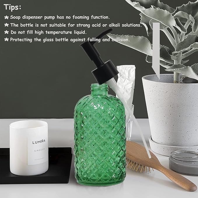 Green Glass Soap Dispenser - Image 6