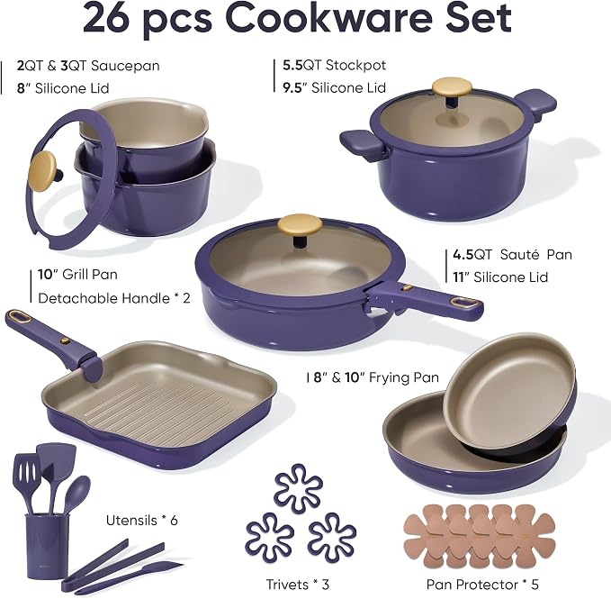 CAROTE 26 Pcs Pots and Pans Set, Nonstick Cookware Sets - Image 2