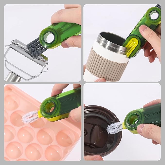3 in 1 Cup Lid Gap Cleaning Brush Set, Mutipurpose Tiny Silicone Cup Holder - Image 5