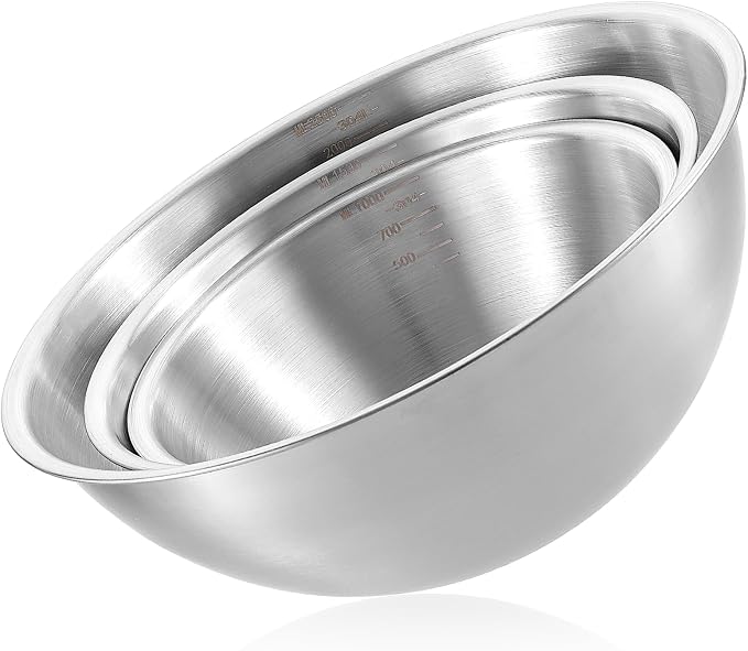 Stainless Steel Mixing Bowls 3 Packs Nesting Baking Supplies Small Thicker by Unknown