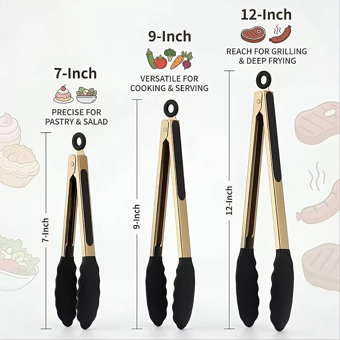 Professional Gold Kitchen Tongs - Image 8