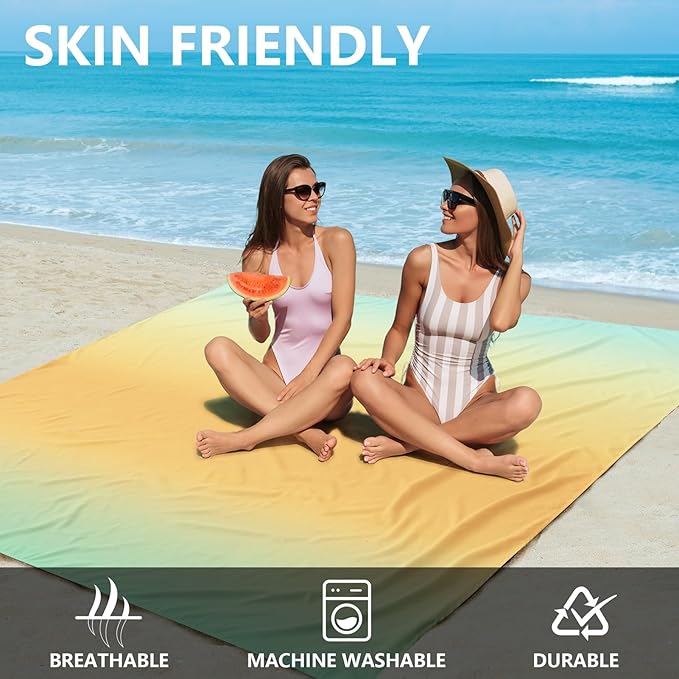 WIWIGO Beach Blanket Waterproof Sandproof Beach Mat 79" X 83"/10'x9'for 2-8 - Image 4