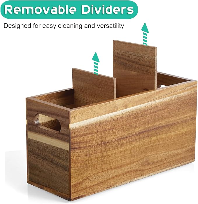 ALELION Acacia Wood Utensil Holder Organizer - Image 2