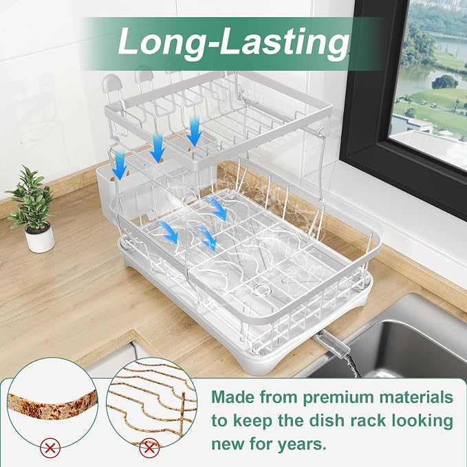 Dish Drying Rack, Two-Tier Dish Drying Rack - Image 4