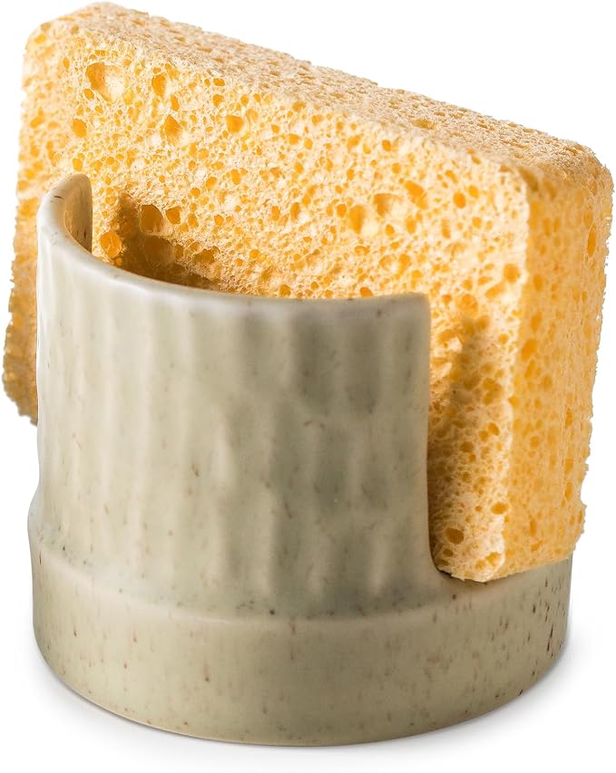Zoeeker Kitchen Sponge Holder, Ceramics Sponge Dish Rack Sink Scrub Caddy by LAUCHUH