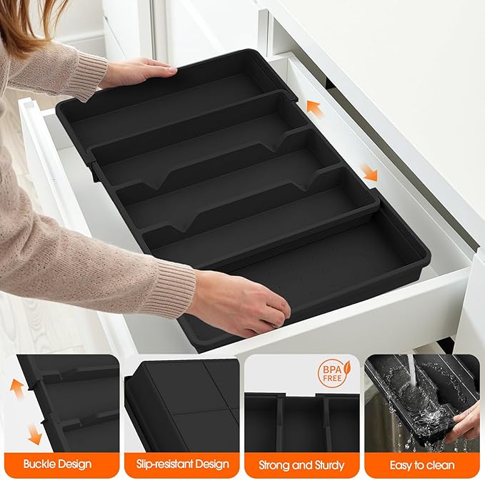 Silverware Organizer, Expandable Utensil Drawer Organizer - Image 5
