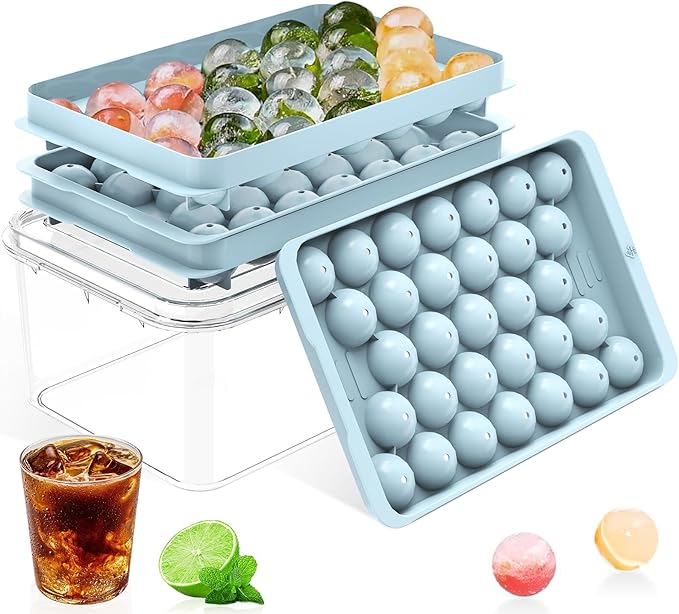 Ice Cube Tray with Lid and Bin – Round Ice Cube Trays by DclobTop