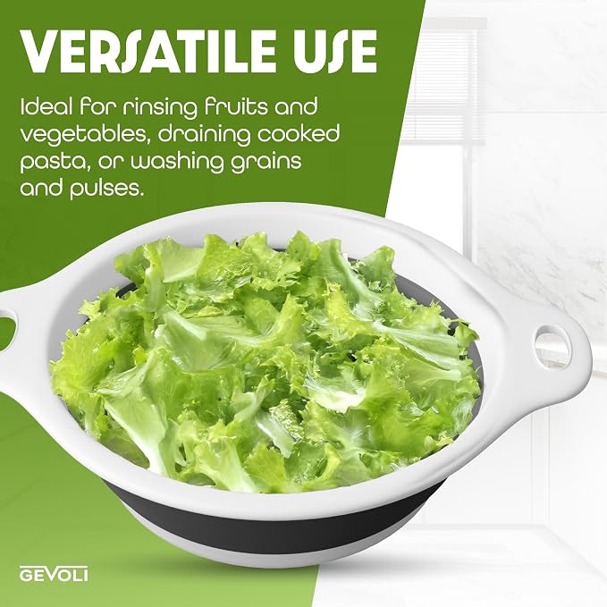 Gevoli Collapsible Colander Strainer, Includes Over-sink Countertop Draining - Image 6