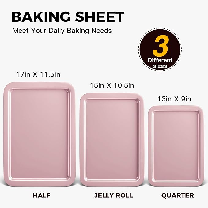 HONGBAKE Baking Sheet Pan Set, Cookie Sheet - Image 3
