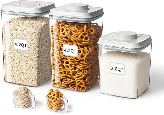 Ankou Food Storage Container Sets, 2.8 Qt + 4.2 Qt *2 Airtight Canisters by ANKOU