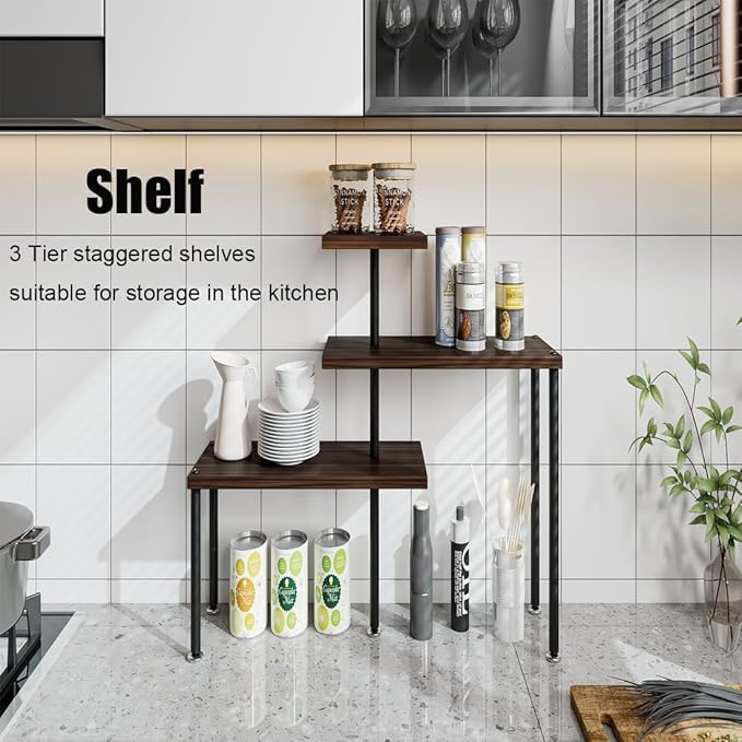 Countertop Organizer Organization 3 Tier Kitchen Corner Shelves Adjustable - Image 3