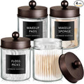 SheeChung Qtip Dispenser Holder 4pcs, Glass Apothecary Jars by SheeChung