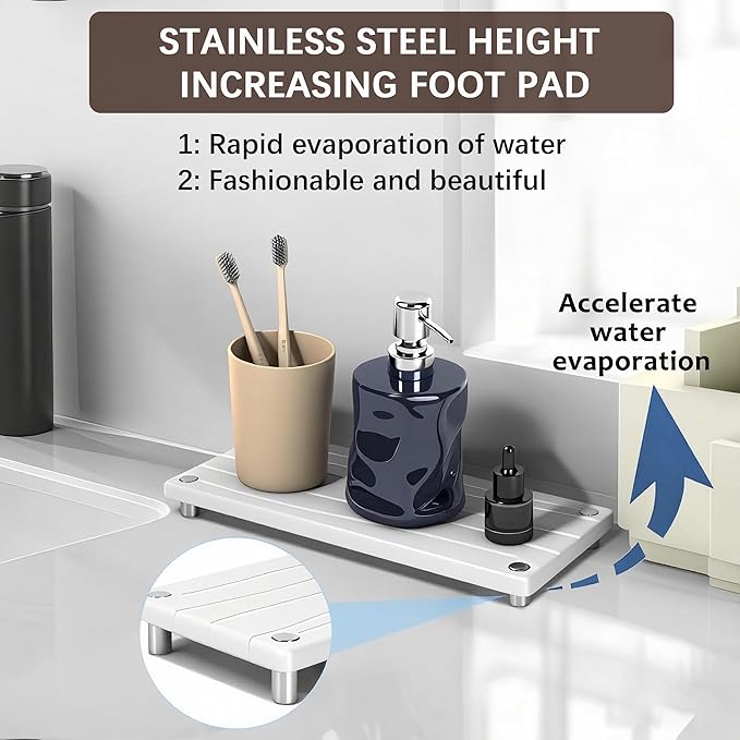 Quick Dry Sink Caddy Kitchen Sink Organizer, Water Absorbing Stone Tray - Image 3