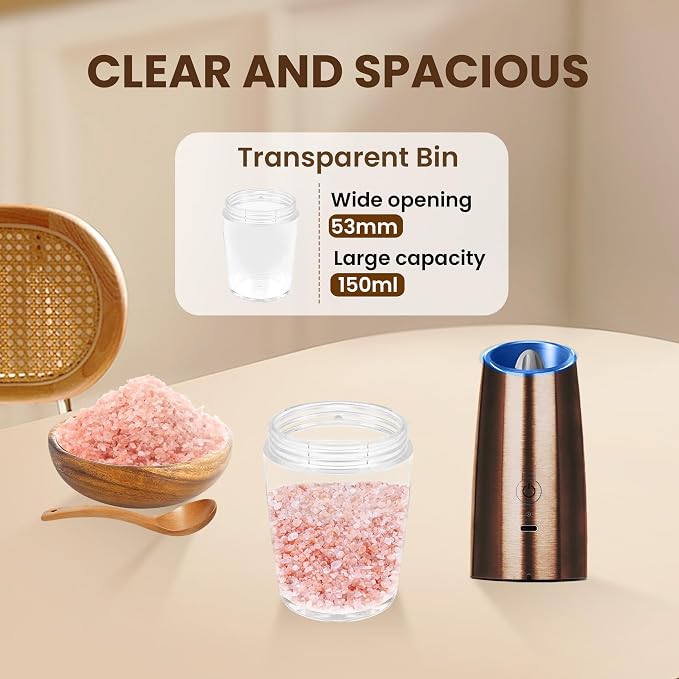 Rechargeable Electric Salt And Pepper Grinder Set, Automatic Gravity Electric - Image 5