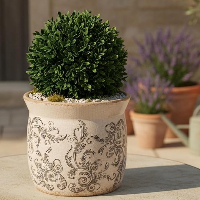 Rustic Ceramic Planter & Kitchen Utensil Holder, 6.21 Inch Vintage Crackle - Image 6