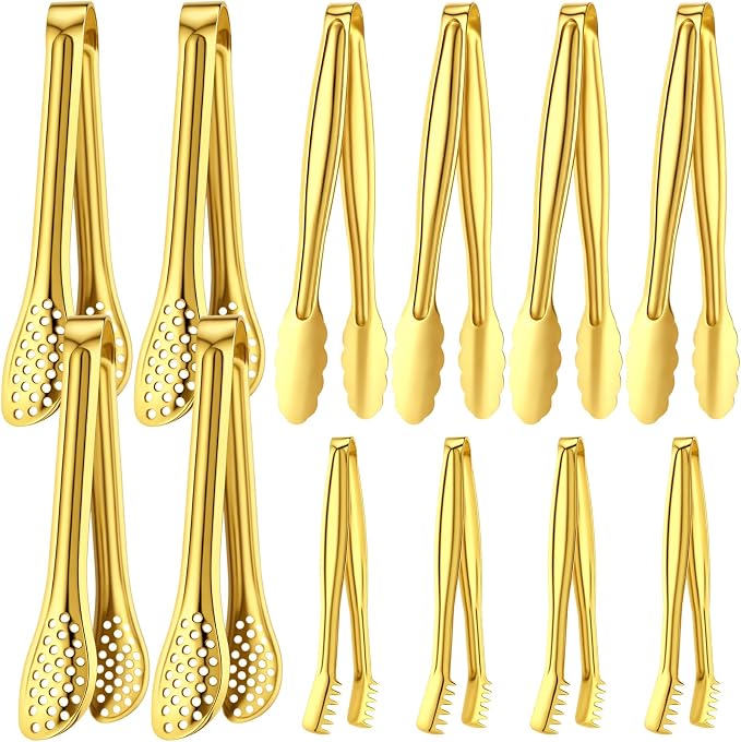 CHENGU 12 Pack Stainless Steel Kitchen Tongs 4/6/6 Inches Food Serving Clip by CHENGU