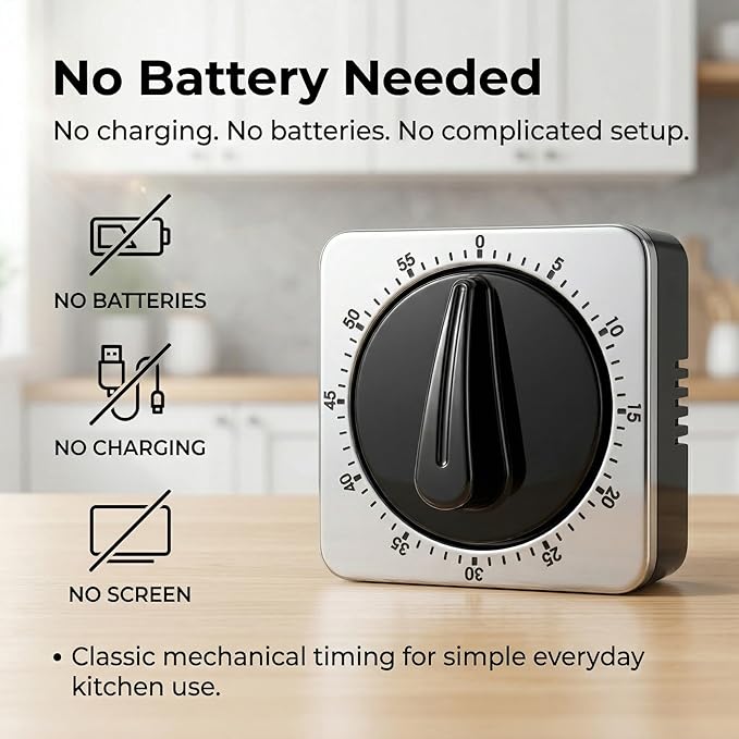 Searon Kitchen Timers for Cooking, Mechanical Wind Up Timer - Image 4