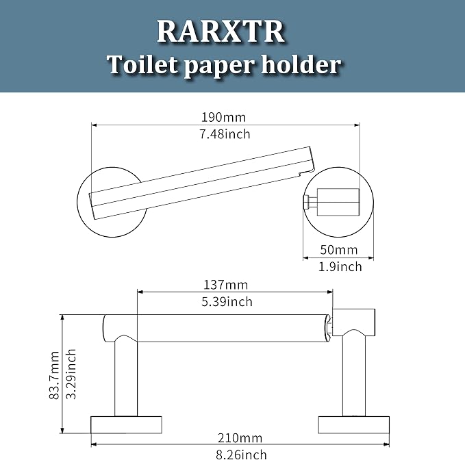 RARXTR White Toilet Paper Holder SUS304 Stainless Steel Double Post Pivoting - Image 7