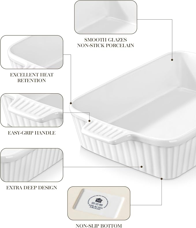 MALACASA 4.4 QT Baking Dish, 9x13 Large Casserole Dish - Image 5