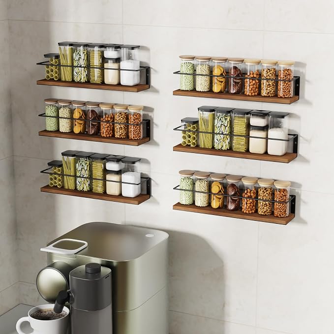 Spice Rack Self-Adhesive or drilling, Rustic Style Hanging Spice Rack, Spice - Image 6