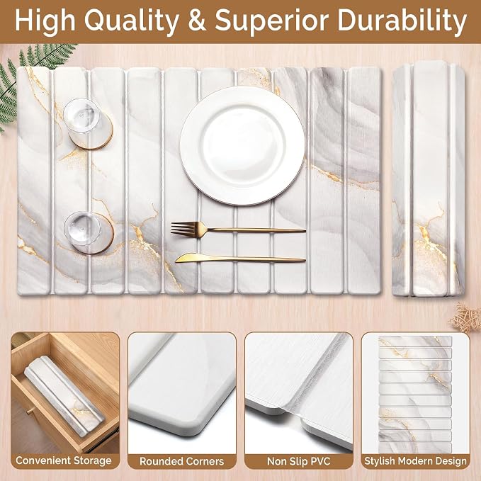 Large Stone Dish Drying Mat for Kitchen Counter, Quick Dry Stone Dishes Mats - Image 4