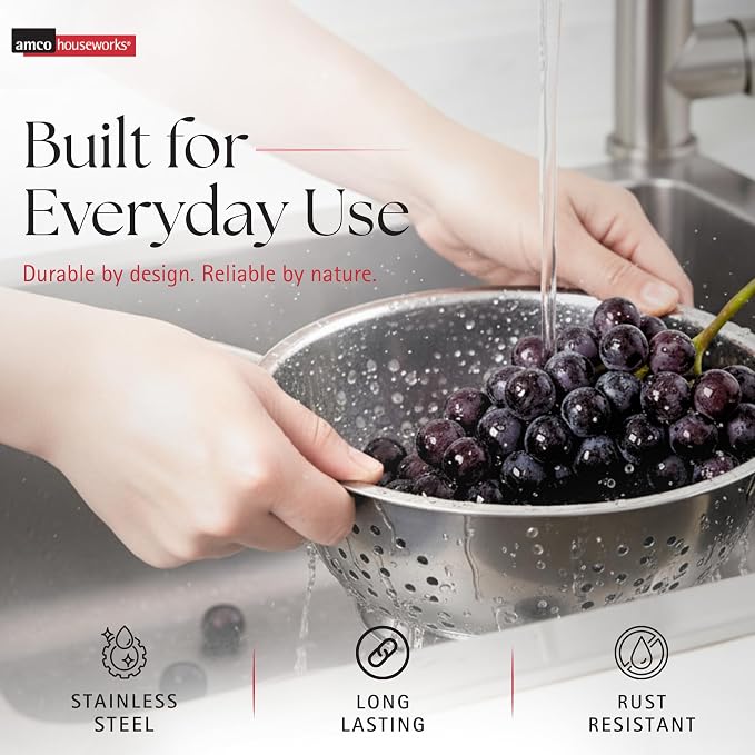Amco 3-Piece Stainless Steel Colander Set - Image 4
