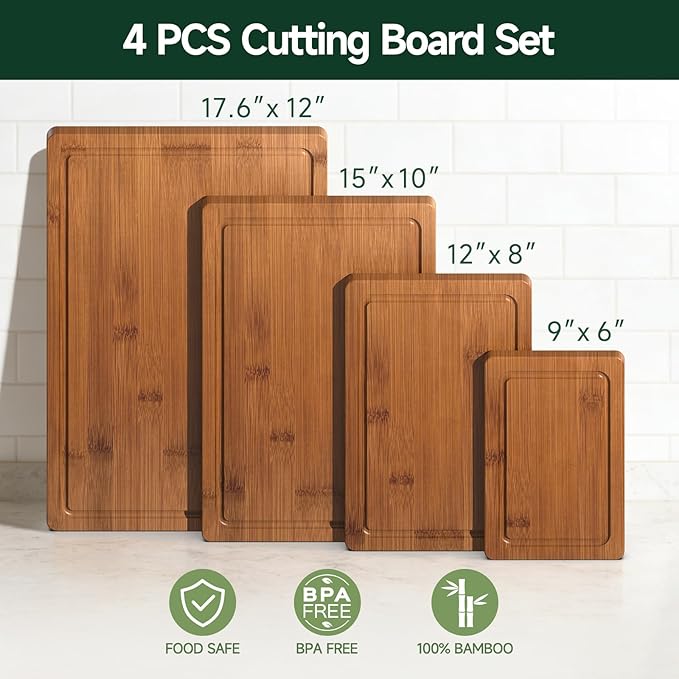 4-Piece Set Bamboo Cutting Board - Image 2