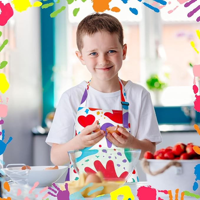 2 Pack Kids Apron, Cute Cooking Aprons, Waterproof Art Apron - Image 7