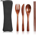 4 PCS Portable Wooden Travel Utensils, Reusable Wooden Cutlery Set by Unknown