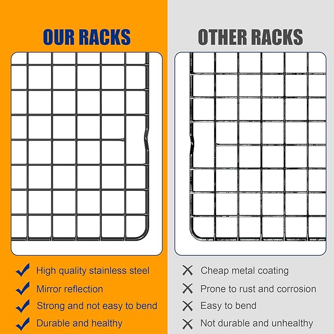 2PCS Cooling Racks for Cooking and Baking -11.65''x16.85''Heavy Duty Stainless - Image 7