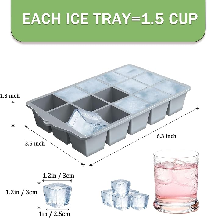 Ice Cube Trays for Freezer, 3 Pack Easy Release Slicone Ice Cube Tray - Image 2