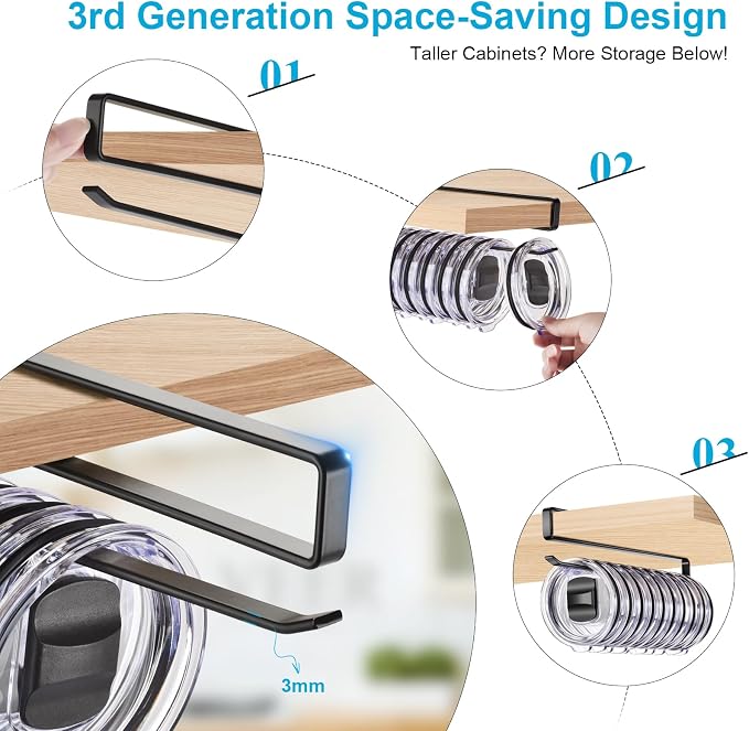 2Pack Tumbler Lid Organizer for Corner Cabinets, Space-Saving Coffee Cup Holder - Image 5