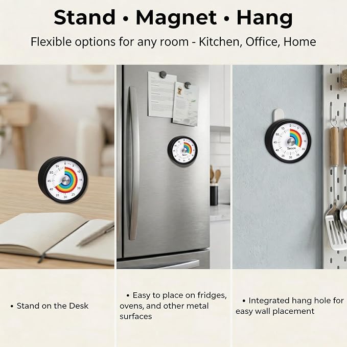 Searon Quiet Visual Timer with Magnet, Countdown Timer with Rainbow Disk and - Image 7