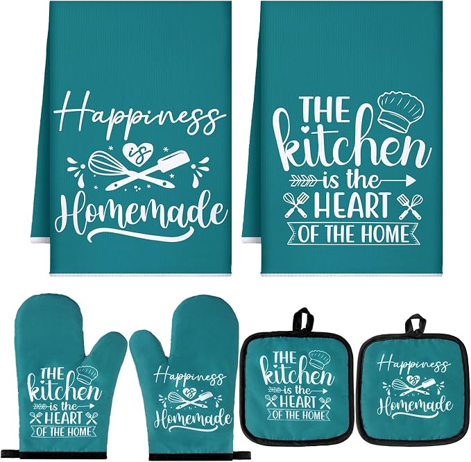 Sratte 6 Pcs Kitchen Decor Accessories Set Farmhouse Towels Pot Holders Oven by Sratte