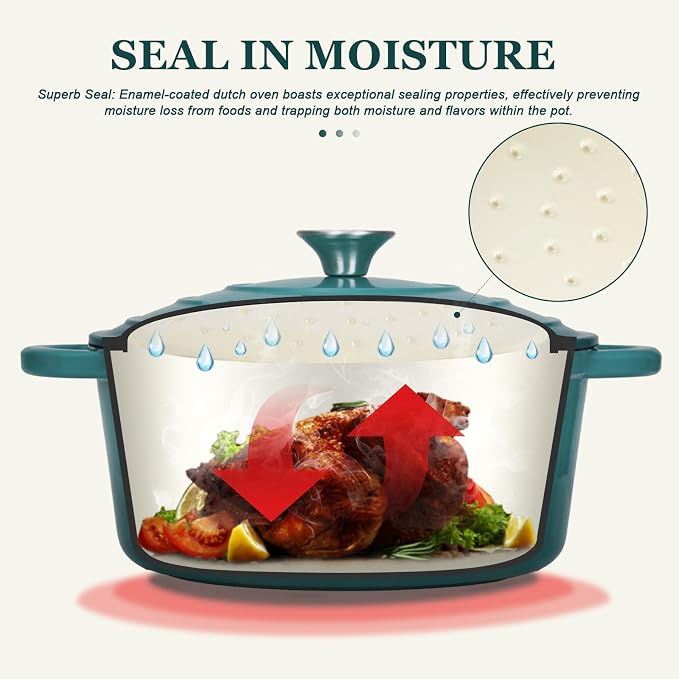 Overmont Enameled Cast Iron Dutch Oven - 7QT Pot - Heavy-Duty Cookware - Image 2
