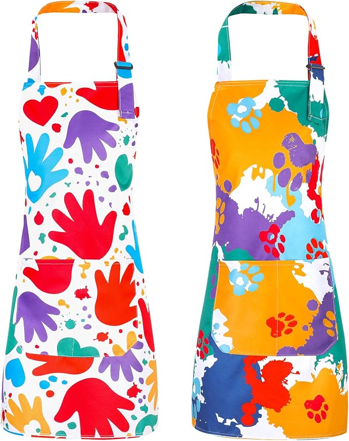 2 Pack Kids Apron, Cute Cooking Aprons, Waterproof Art Apron - Image 8