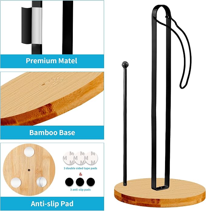 Wood Paper Towel Holder Countertop, TONLEA Kitchen Paper Towel Holder - Image 5