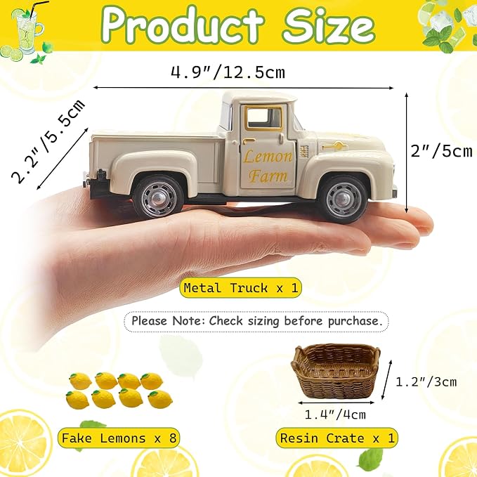 Lemon Decor - 4.9″Farmhouse Vintage Metal Truck - Image 3