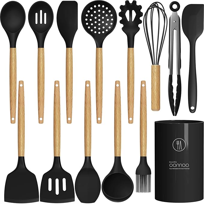 Silicone Cooking Utensils Set Utensil Sets by oannao