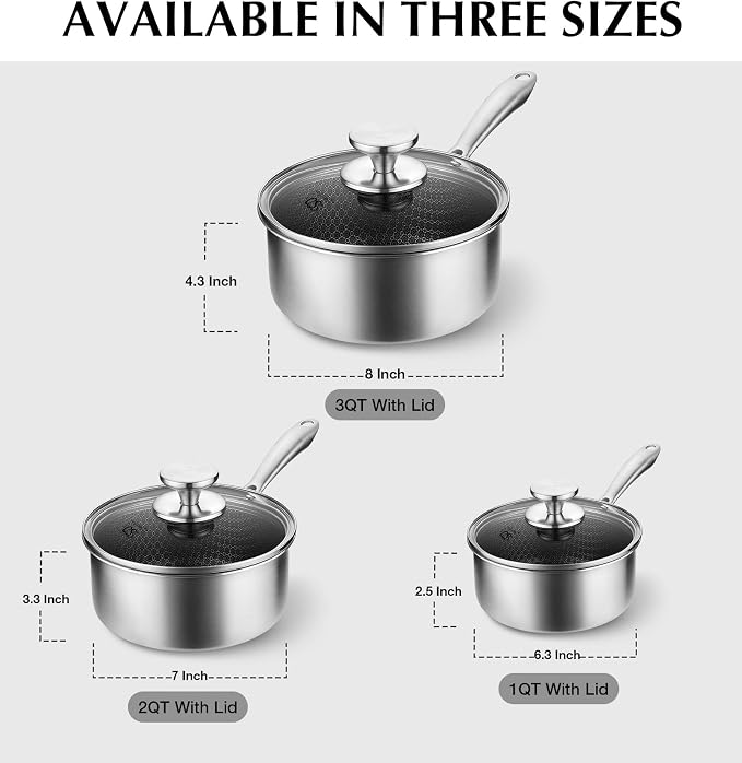 KOCH SYSTEME CS Hybrid Nonstick Stainless Steel Saucepan Set, 6-Piece Triply - Image 9